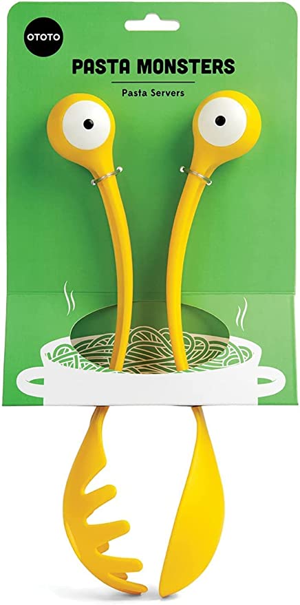 OTOTO Pasta Monsters and Salad Servers – BPA-Free Fun Kitchen Gadgets – 100% Food Safe Salad Spoon and Fork Set – Pasta and Salad Server – 11.93x 3.39 x 2.24 inch