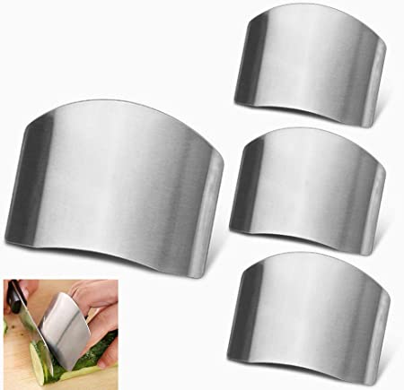 4 Pack Finger Guards for Safe to Slice Vegetables Fruit Stainless Steel Finger Hand Protector for Cutting Meat Chef Kitchen Tool Gadgets by RuiChy