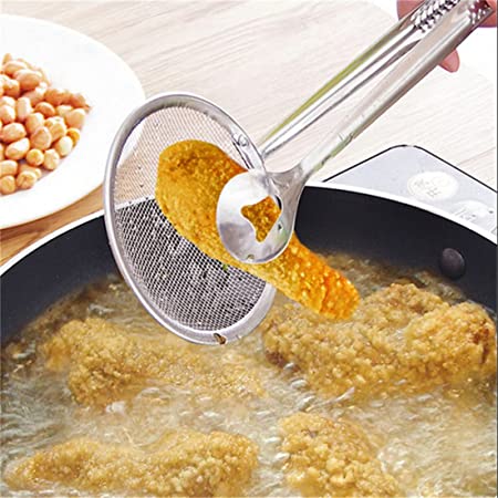 Stainless Steel Fried Food Fishing Oil Scoop Kitchen Gadget and Barbecue Brush for Kitchen Tools