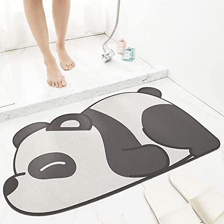 Super Absorbent Bath Mat,Cute Cartoon Bathroom Entrance Anti-slip Mats, Household Bathroom Absorbent Floor Mats Toilet Quick-drying Cushions, Bathroom Floor Mat, Shower Mat, Floor Mat (40x60cm, Panda)