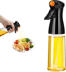 Oil Sprayer for Cooking, Olive Oil Sprayer Mister, 210ml Olive Oil Spray Bottle, kitchen Gadgets Accessories for Air Fryer, Salad Making, BBQ, Roasting, Baking, Frying (Black)