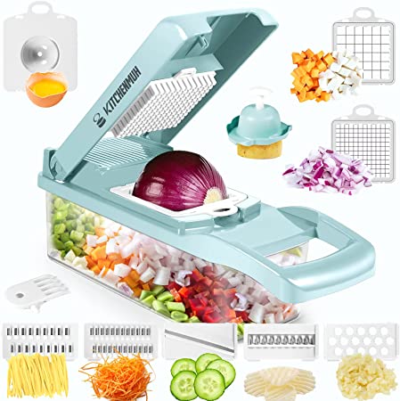 Vegetable Chopper with Safe Handguard and Easy to Clean, Time Saving Onion Chopper Dicer with Container, Food Chopper Vegetable Cutter with Drain Strainer, Kitchen Gadgets Mandoline Slicer for Kitchen