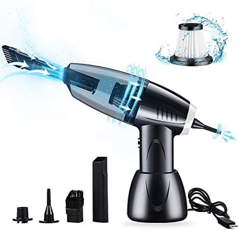 Moyidea Handheld Vacuum, Cordless Hand Vacuum, Car Vacuum Cleaner with 6000PA Powerful Suction, Air Blower and Vacuum Pump 3 in 1 Wet Dry Use, Portable and Rechargeable for Household, Office, Car