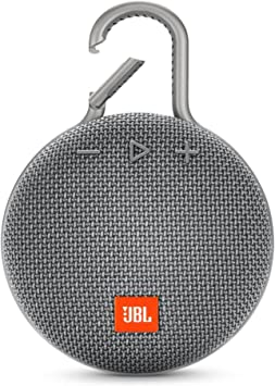 JBL Clip 3, Gray – Waterproof, Durable & Portable Bluetooth Speaker – Up to 10 Hours of Play – Includes Noise-Cancelling Speakerphone & Wireless Streaming