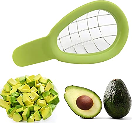 Avocado Stainless Steel Chunks Slicer Cuber and Dicer Chopper ,Remove Pit Safety，Scoop Slice and Mash Kitchen Gadget Tool(Iron, 6 x 8 x 4 inches)