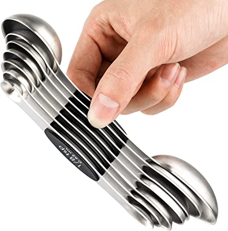 Magnetic Measuring Spoons Set of 7 Stainless Steel Dual Sided Teaspoon Tablespoon for Measuring Dry and Liquid Ingredients