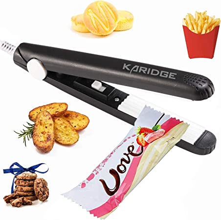 Potato Chips Bag Sealer Clip Kitchen Gadgets, Food Sealer Reusable Heat Sealer for Snacks Storage Portable Sealing Machine works with Plastic Bag, Candy Bag, Cookie Bag, Foil Bag, Color Street Nail