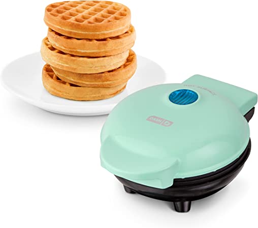 DASH DMW001AQ Mini Maker for Individual Waffles, Hash Browns, Keto Chaffles with Easy to Clean, Non-Stick Surfaces, 4 Inch, Aqua