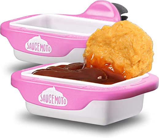 Saucemoto Dip Clip | An in-car sauce holder for ketchup and dipping sauces. As seen on Shark Tank (2 Pack, Barbie-Q-Pink)