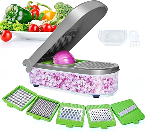 LHS Vegetable Chopper-Pro Onion Chopper Cutter,Mandolin Slicer,Food Chopper Dicer Slicer Cheese Grater,Vegetable Slicer Sala Viggie Chopper,Potato Cutter-Mutifunctional Kitchen Gadgets with Container