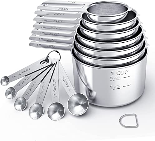 TILUCK Stainless Steel Measuring Cups & Spoons Set, Cups and Spoons,Kitchen Gadgets for Cooking & Baking (7+6)